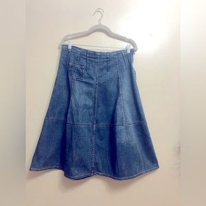 Anthropology knee length denim skirt